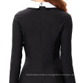 Grace Karin Mujeres con estilo y ajuste delgado manga larga contraste color muñeca collar negro A-Line Dress CL010470-1